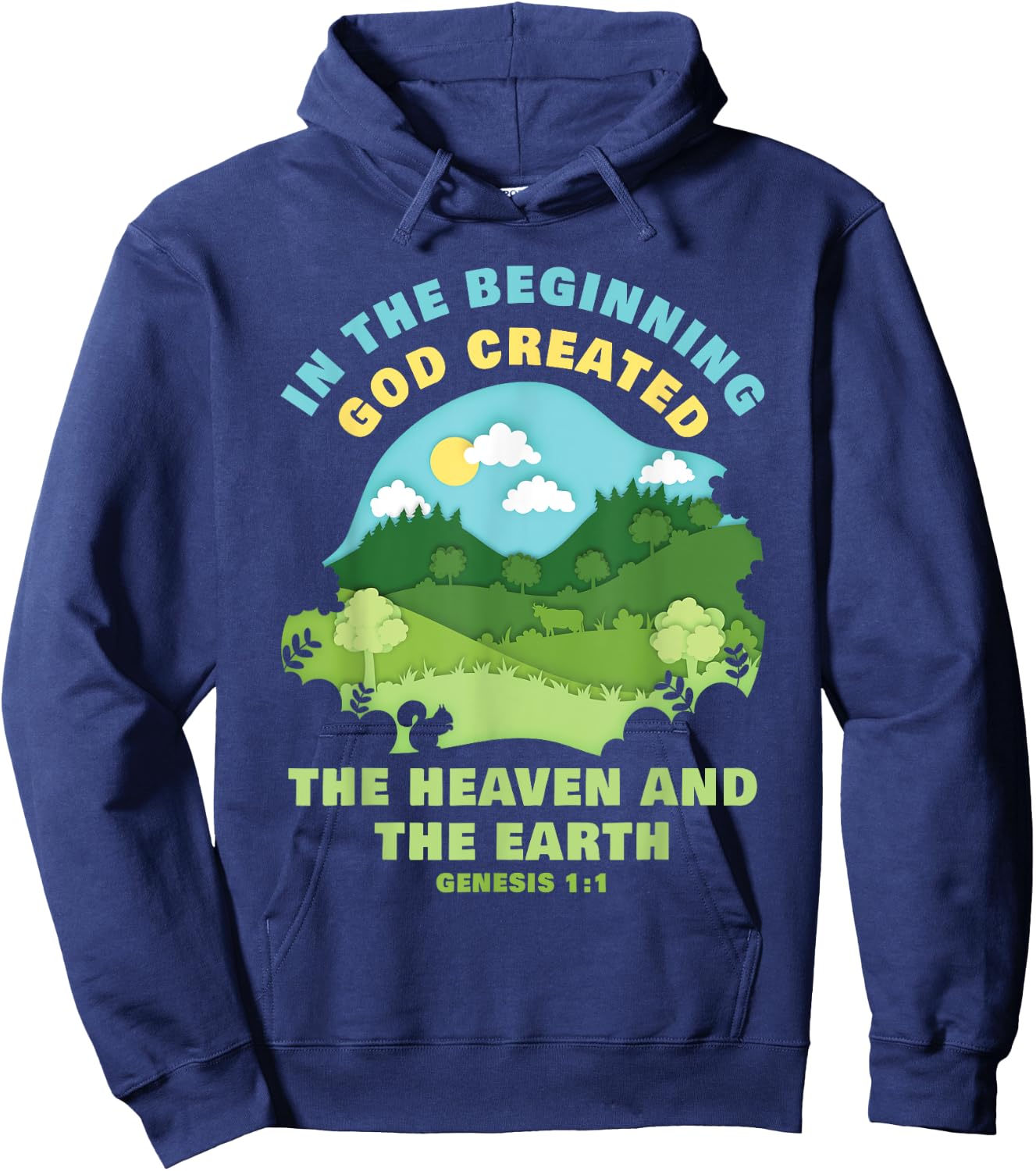 Genesis 1:1 In The Beginning GOD Created – Kids Faith Verse Hoodie - Hoodie | Navy