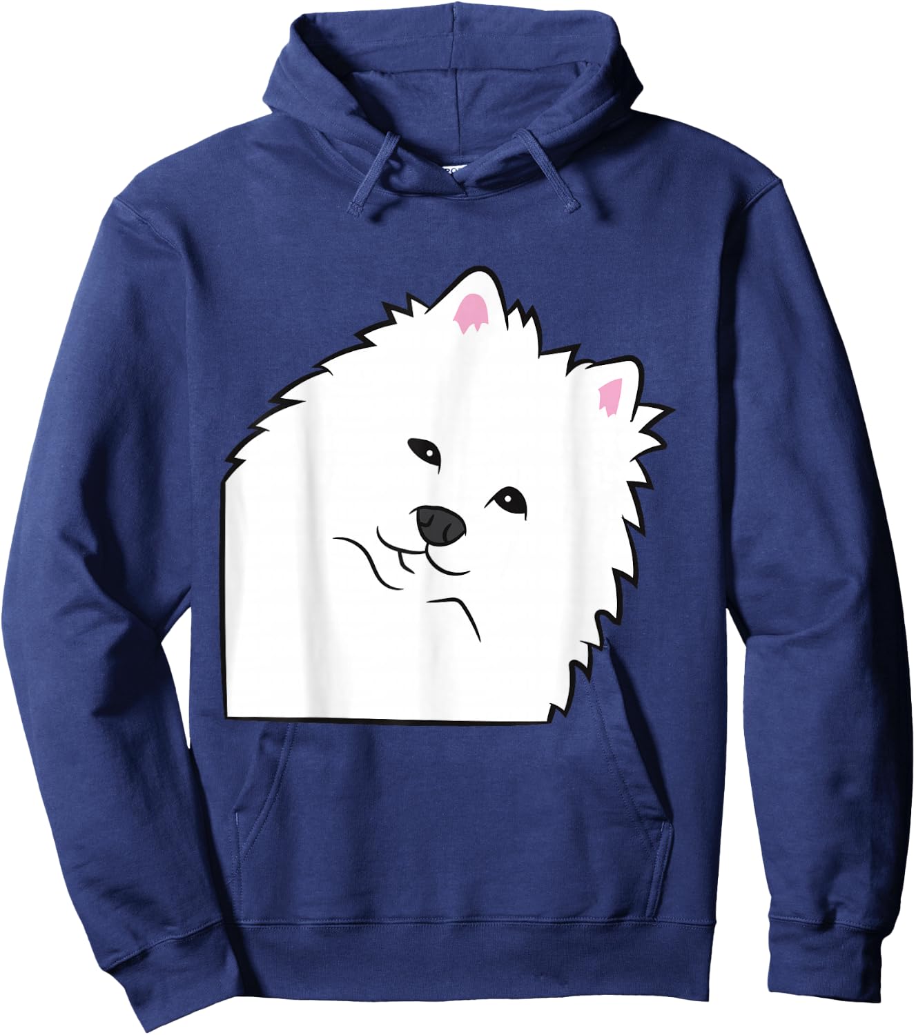 American Eskimo Dog Peeking From Side Cute American Eskimo Hoodie - Hoodie | Navy