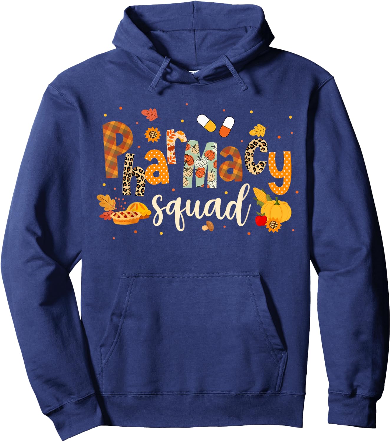 Funny Pharmacy Squad Pharmacist Thanksgiving Fall Pumpkin Hoodie - Hoodie | Navy