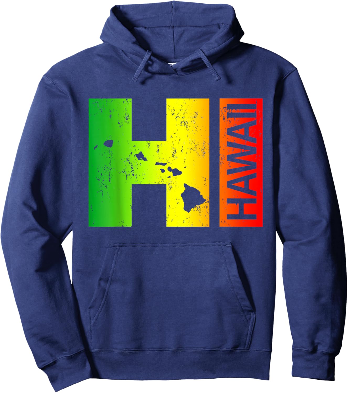 HI Hawaii Islands Hawaiian Beach Hoodie - Hoodie | Navy