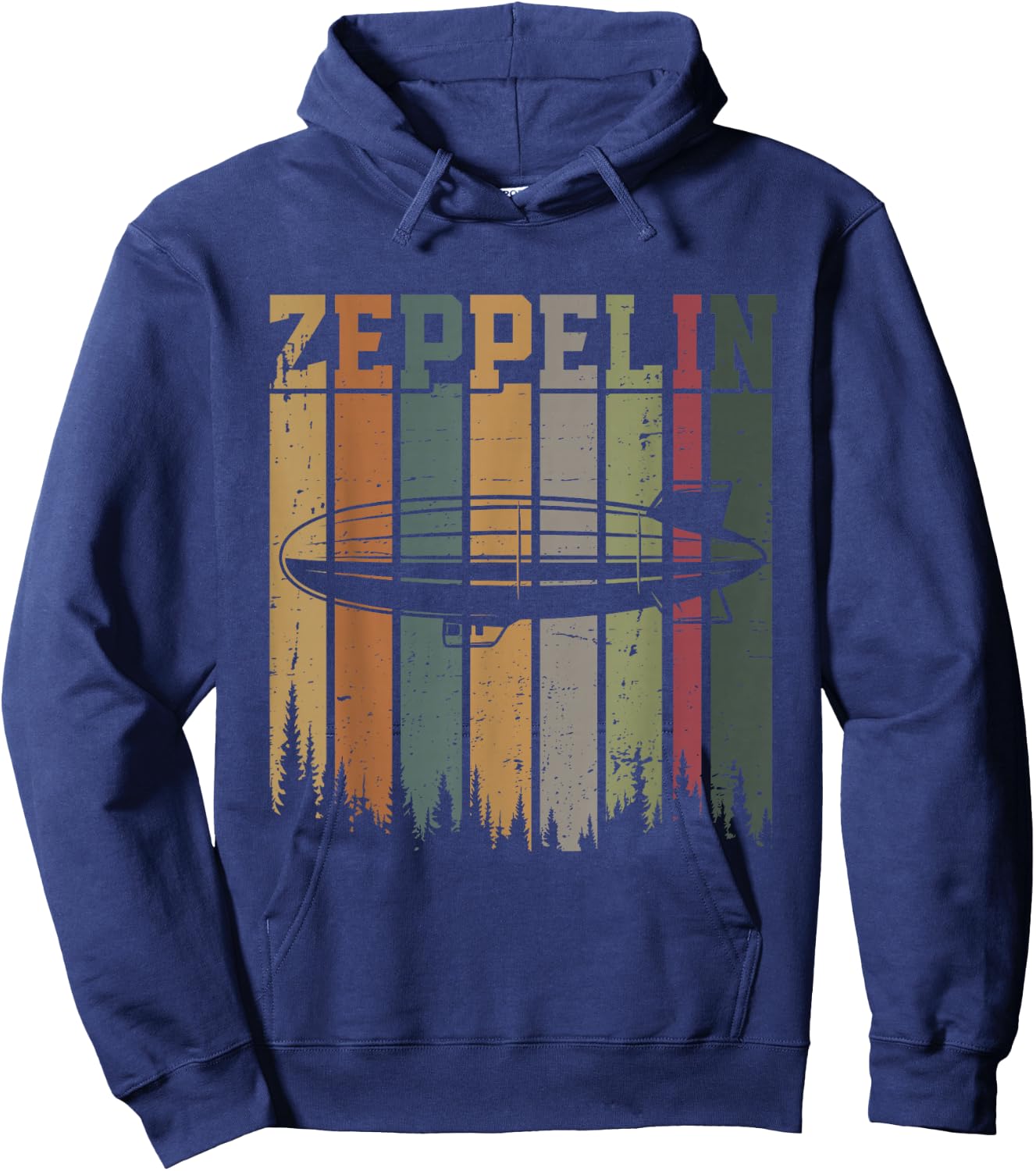 Retro Zeppelin 70s 80s Dirigible Airship Zepelin Zepplin Hoodie - Hoodie | Navy