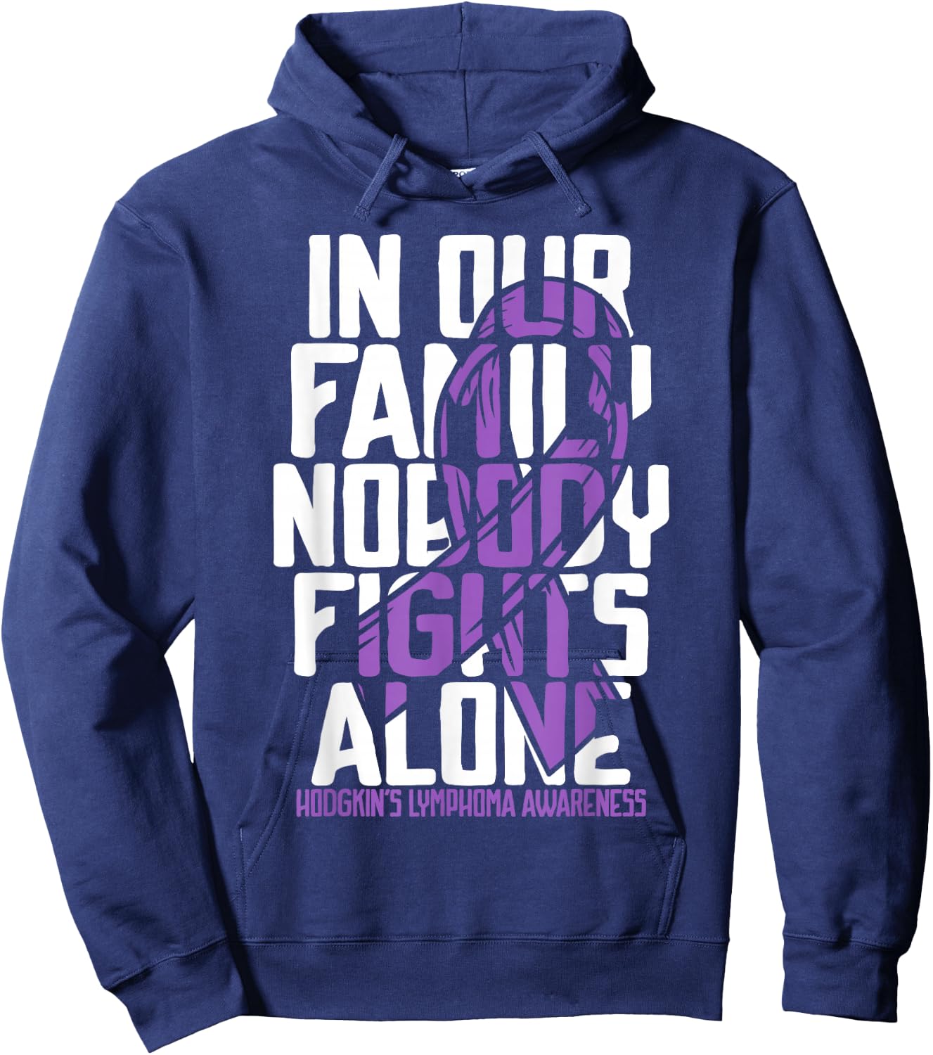 Hodgkins Lymphoma Purple Family Hodgkin's Lymphoma Awareness Hoodie - Hoodie | Navy