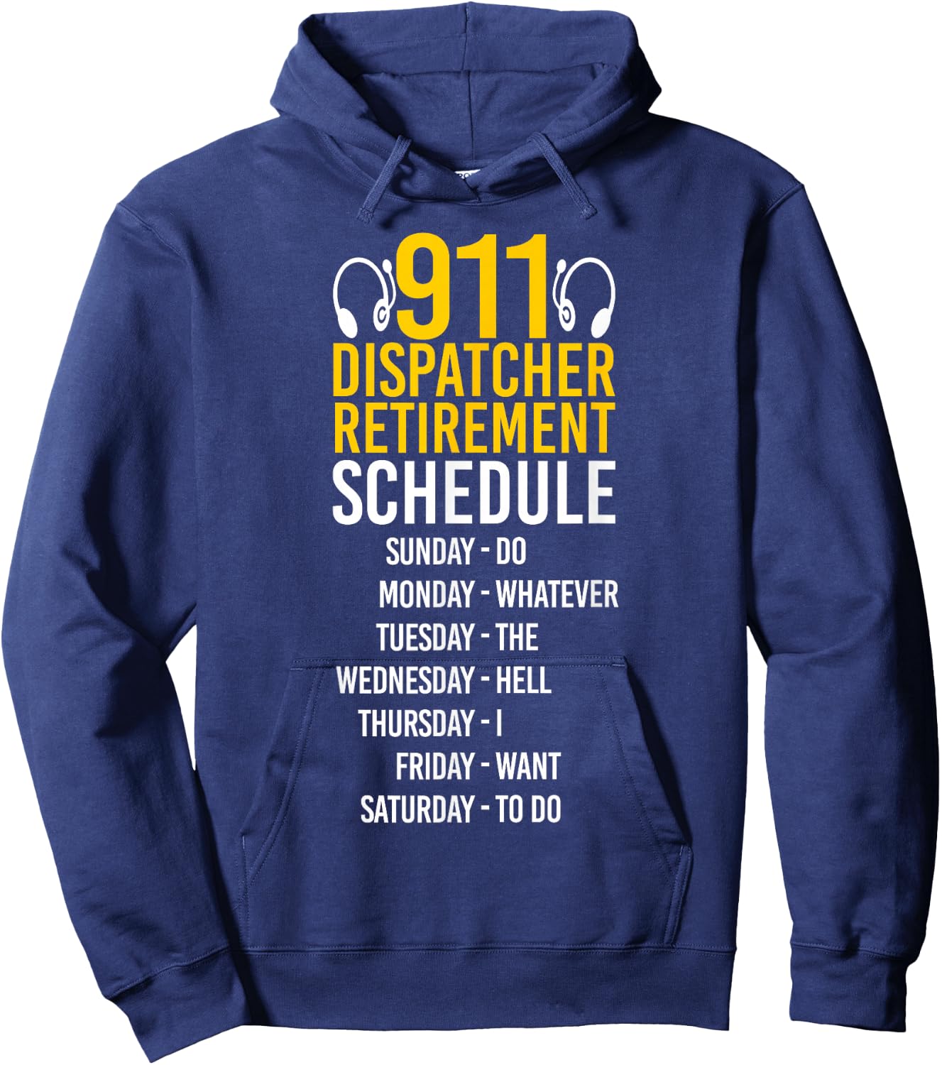 911 Dispatcher Thin Gold Yellow Line Retired 911 Dispatcher Hoodie - Hoodie | Navy