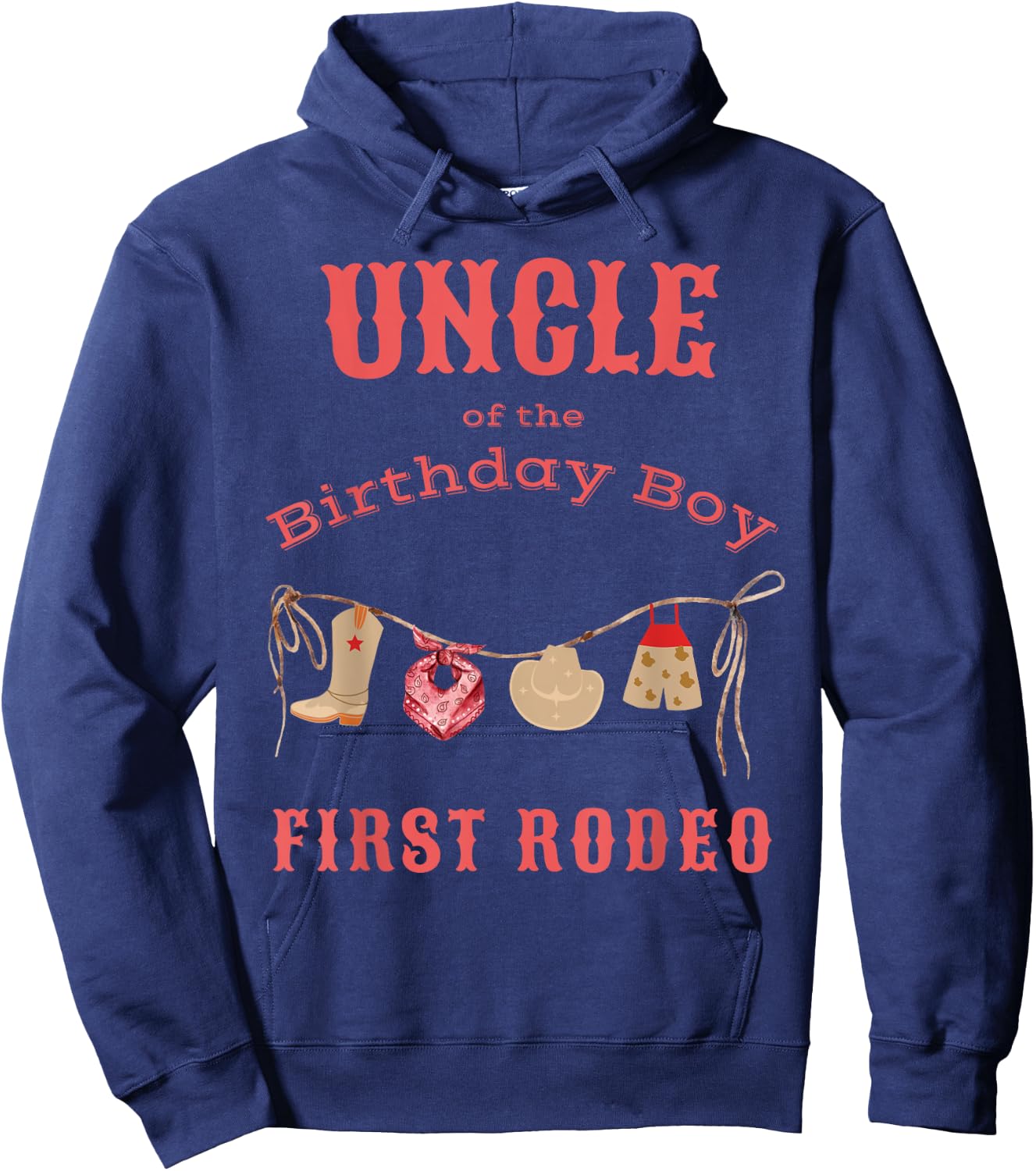 Uncle First Rodeo 1st Birthday Cowboy Family Matching Hoodie - Hoodie | Navy