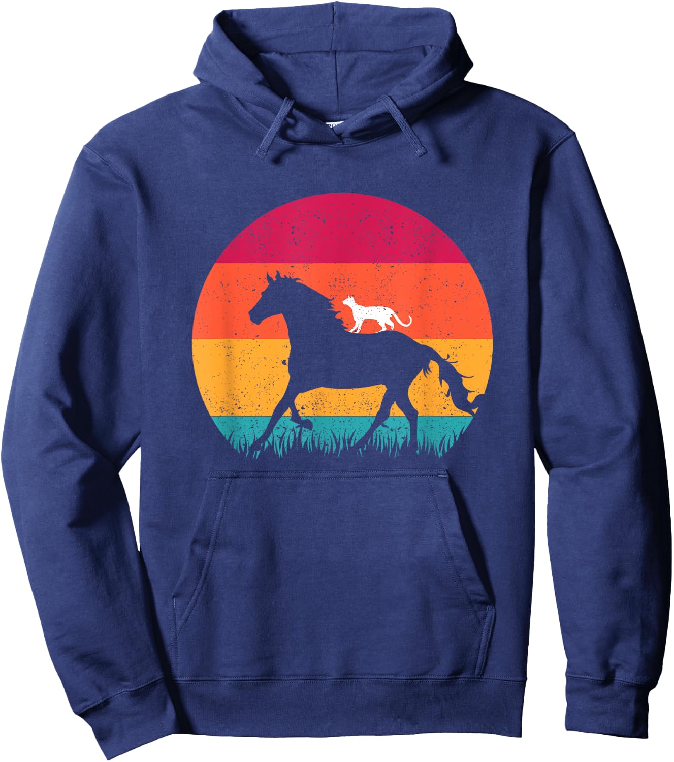 Horseback Riding Cat Ride Horses Funny Cats Horse Equestrian Men Women Girls Kids Hoodie - Hoodie | Navy