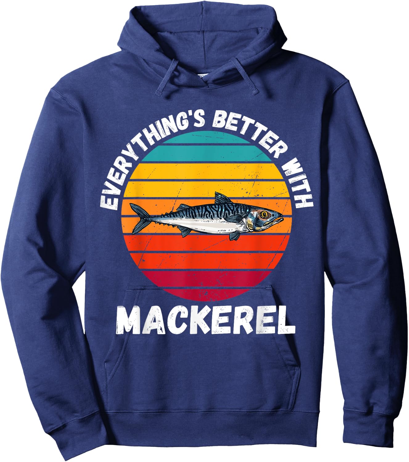 Vintage Mackerel Everything's Better With Mackerel Retro Hoodie - Hoodie | Navy