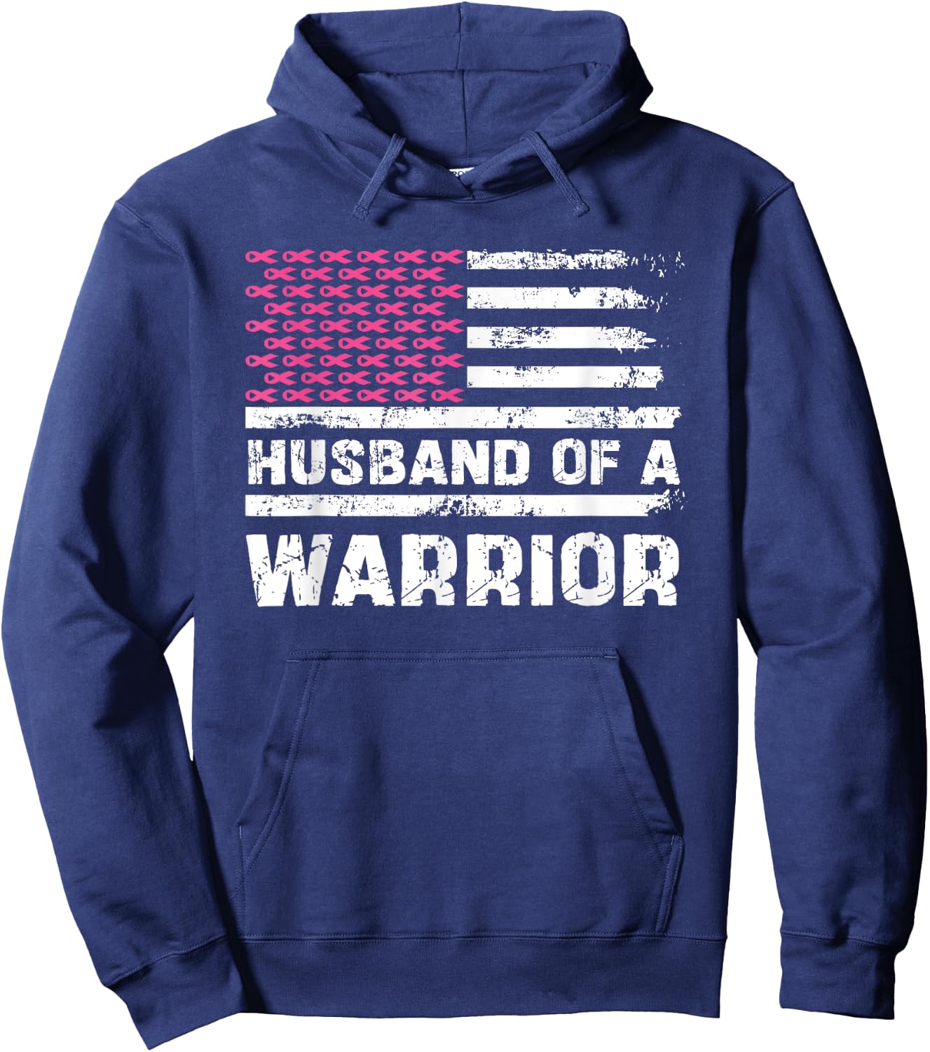 husband of a warrior Breast Cancer Awareness support squad Hoodie - Hoodie | Navy
