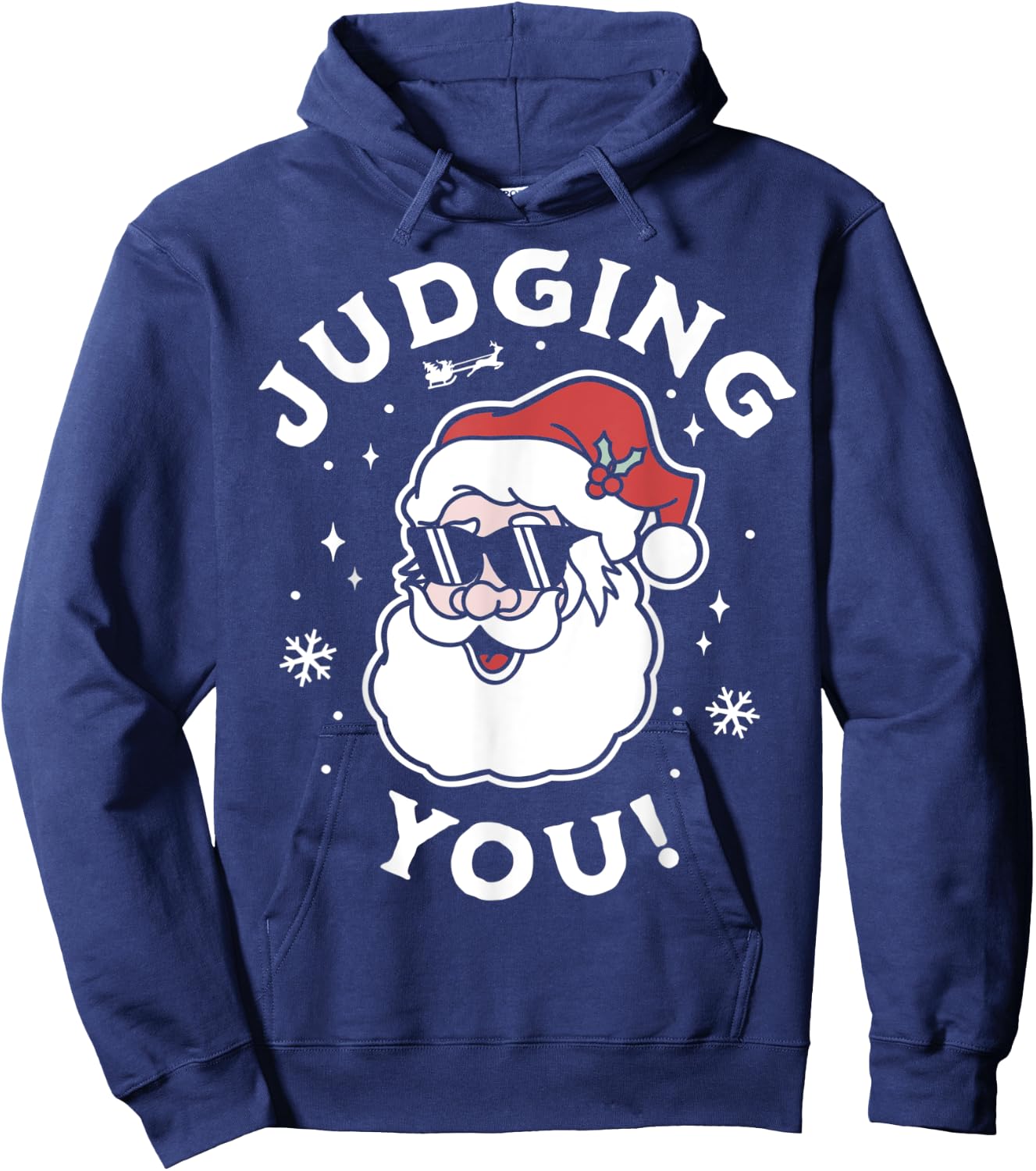 Judging You - Funny Ugly Christmas Sweater Santa Claus Hoodie - Hoodie | Navy