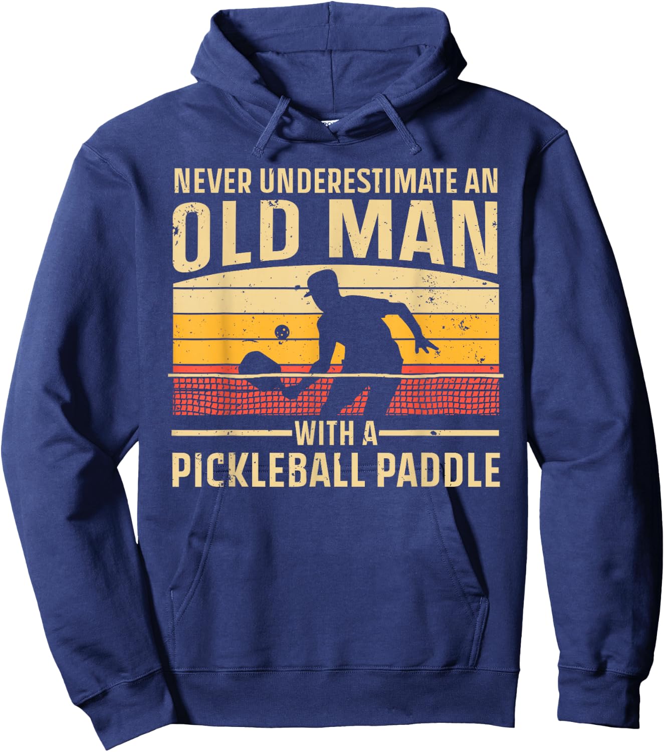Cool Pickleball Art Grandpa Paddle Pickleball Player Hoodie - Hoodie | Navy