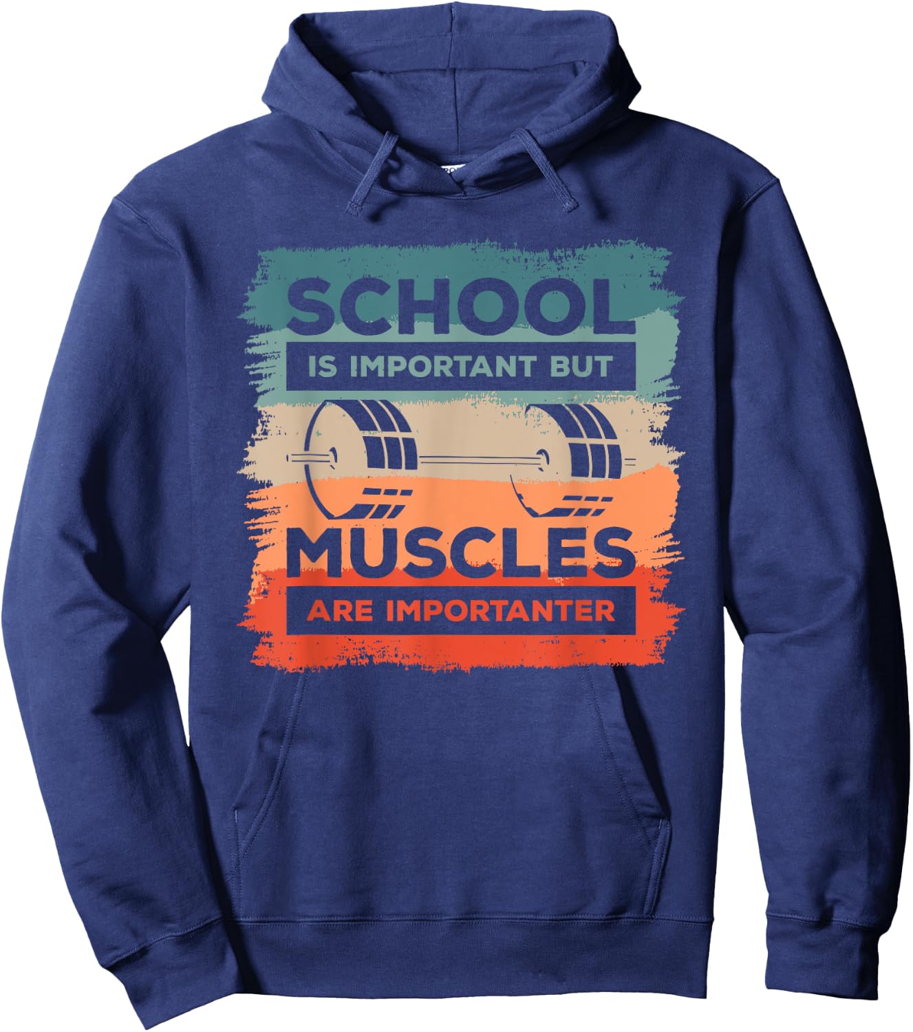 School Is Important But Muscles Are Importanter Bodybuilder Hoodie - Hoodie | Navy
