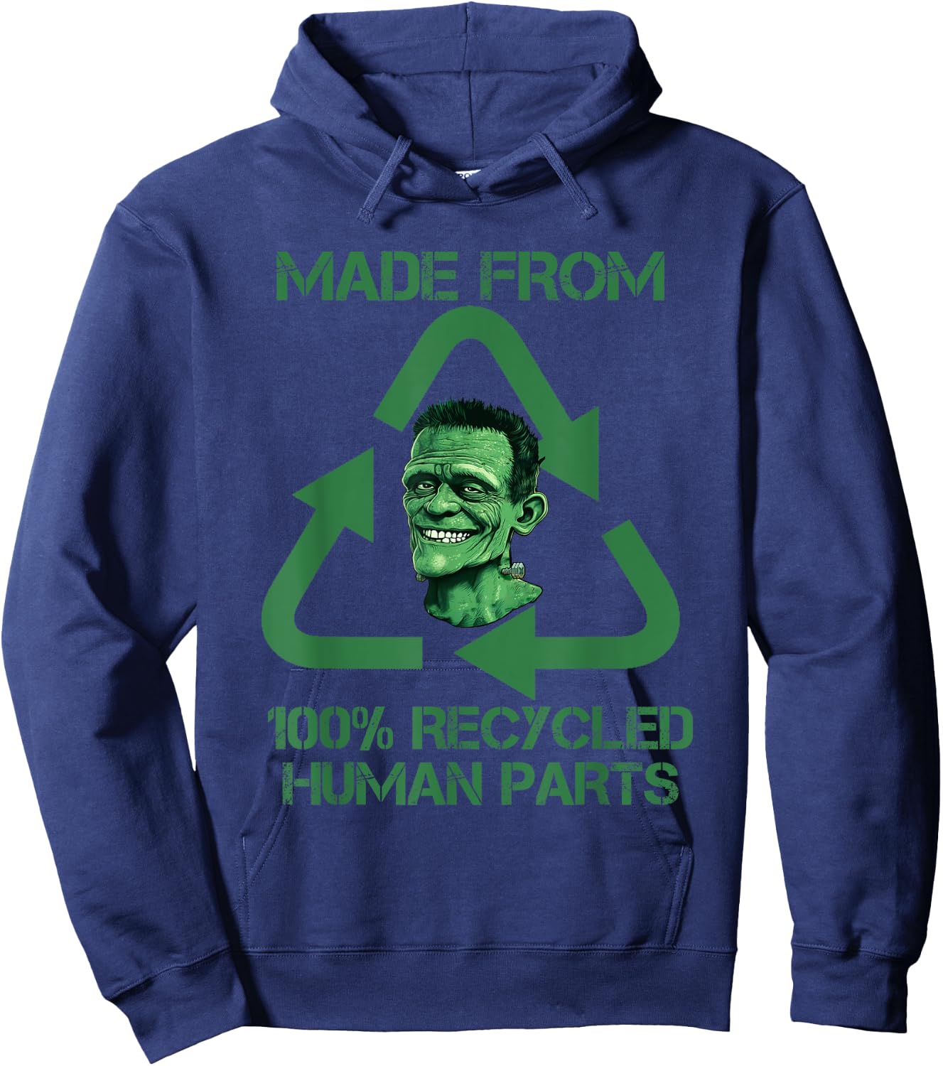 Frankenstein Made From 100% Recycled Human Parts - Halloween Hoodie - Hoodie | Navy