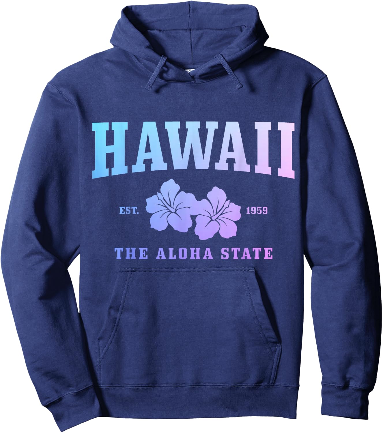 Hawaii Aloha State Hibiscus Surf Surfer Maui Kauai Hawaii Hoodie - Hoodie | Navy
