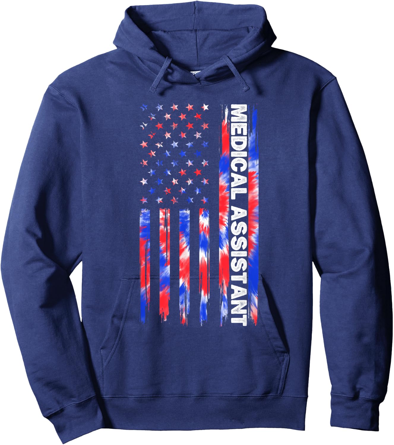 Medical Assistant Tie Dye American Flag 4th Of July MA USA Hoodie - Hoodie | Navy
