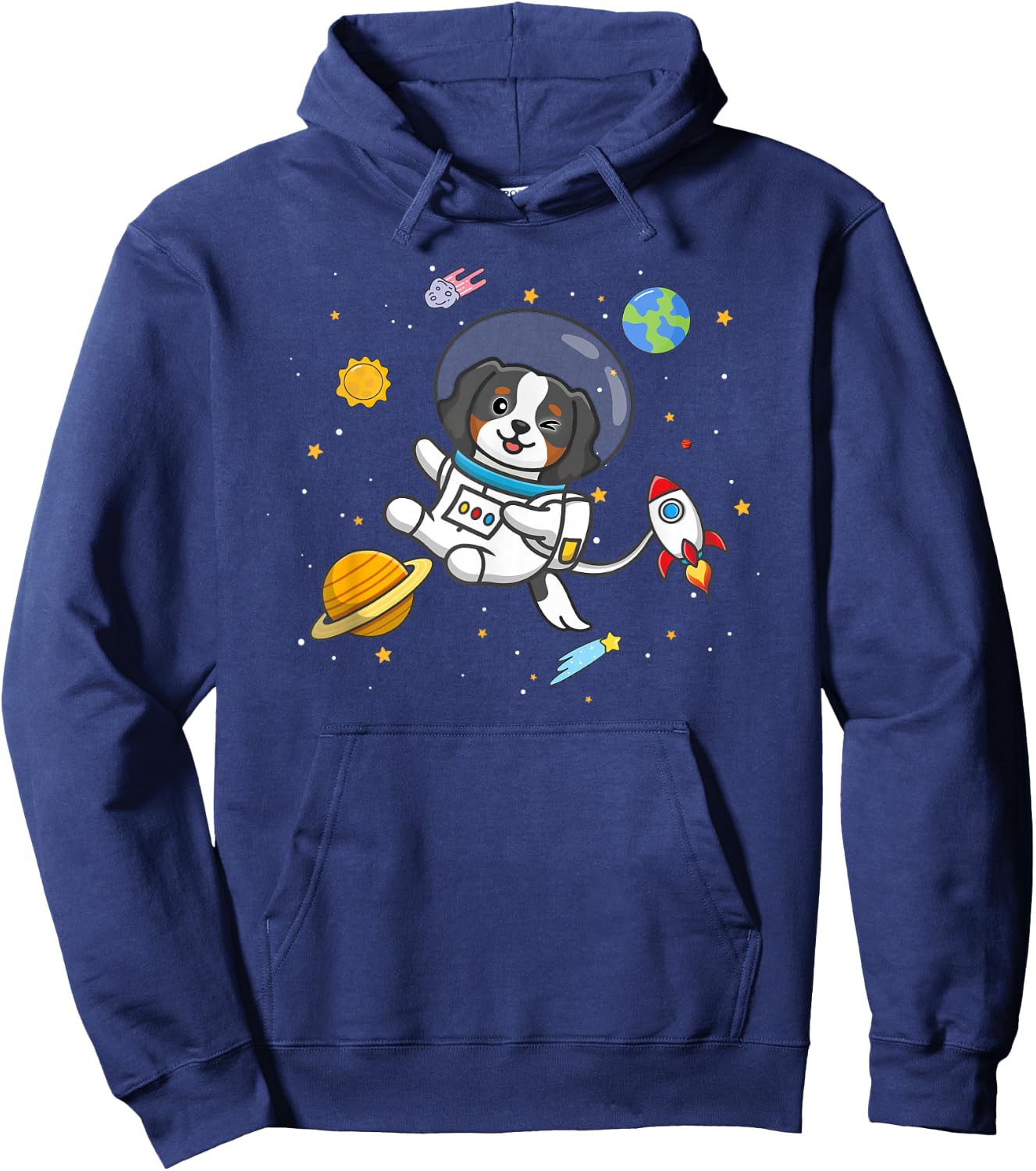 Kids Girls Boys Astronaut Space Tri Color Cavalier Dog Mom Hoodie - Hoodie | Navy
