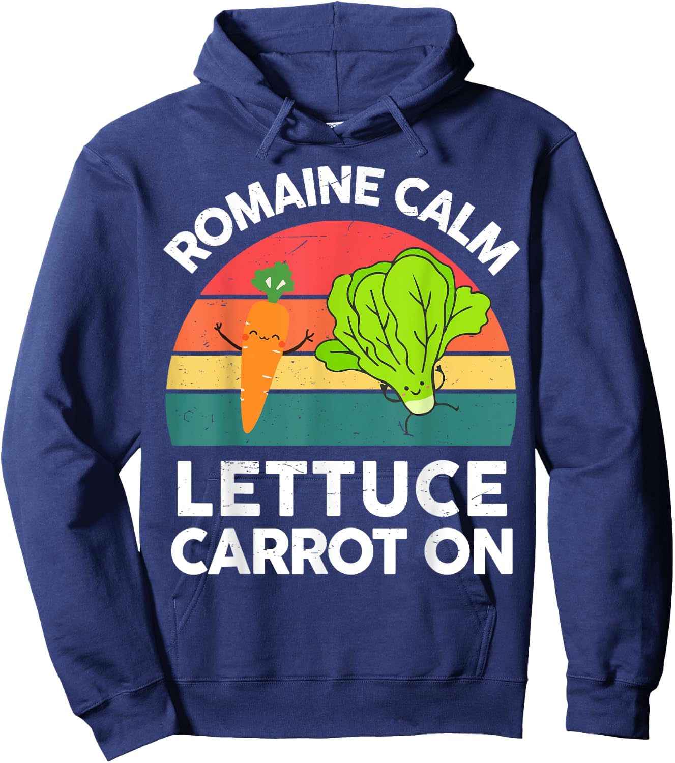 Vegan-Shirt Men Women Romaine Calm Lettuce Carrot On Funny Hoodie - Hoodie | Navy