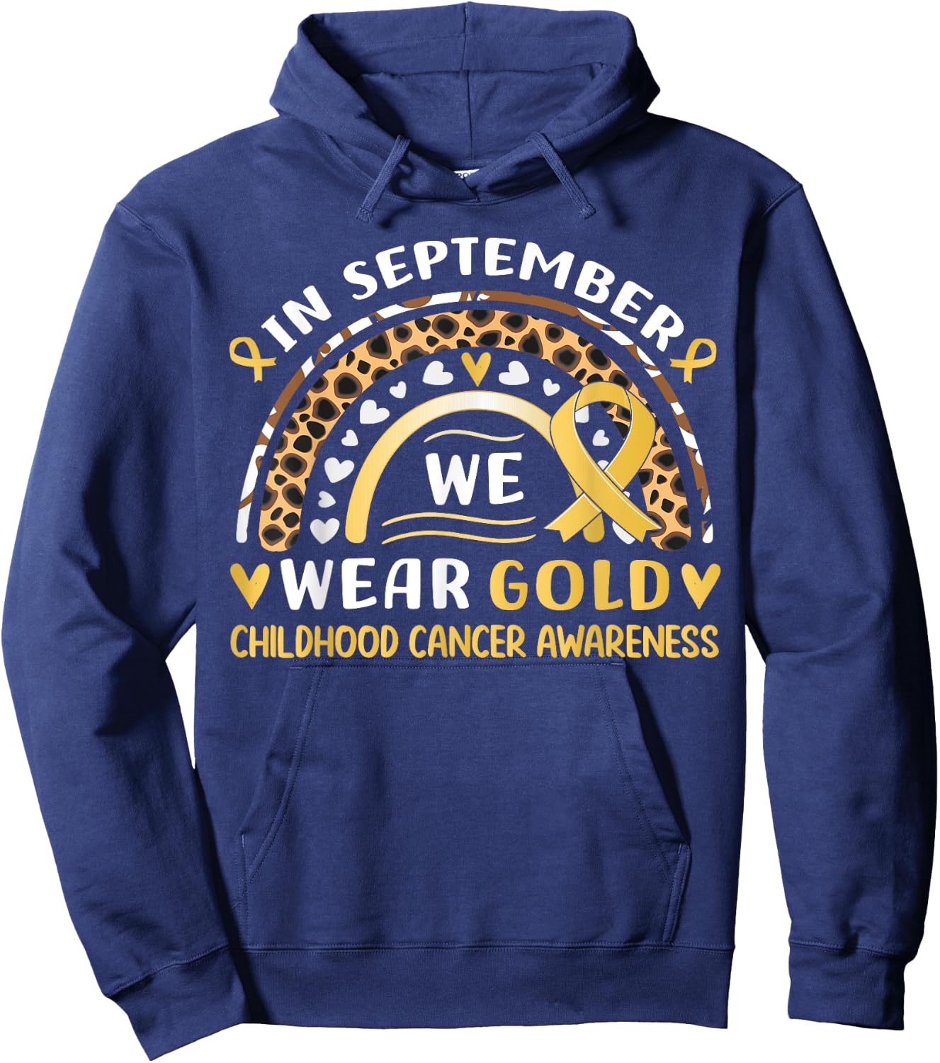In September We Wear Gold Childhood Cancer awareness Hoodie - Hoodie | Navy