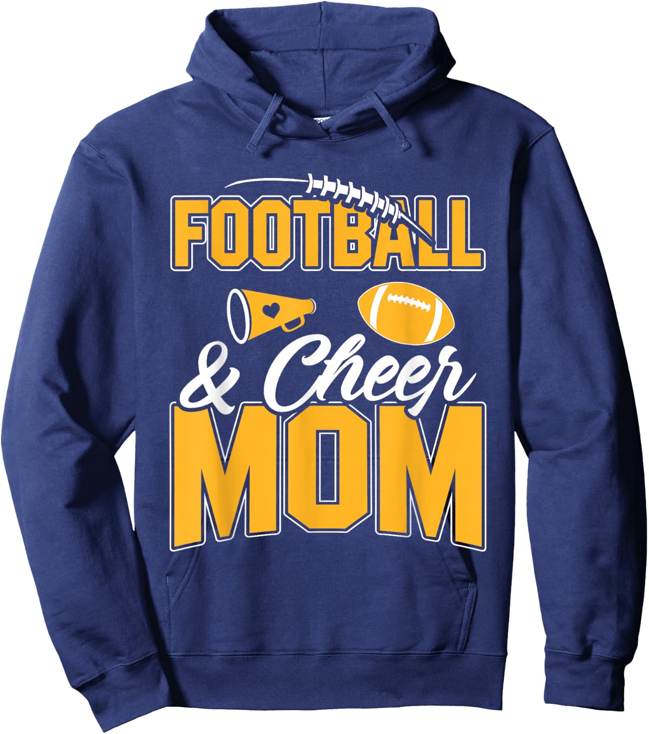 Football and Cheer Mom Cheerleading Mother Football Hoodie - Hoodie | Navy