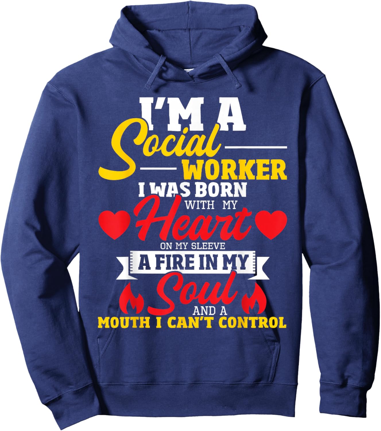 Social Worker Heart On My Sleeve - Caseworker Social Work Hoodie - Hoodie | Navy