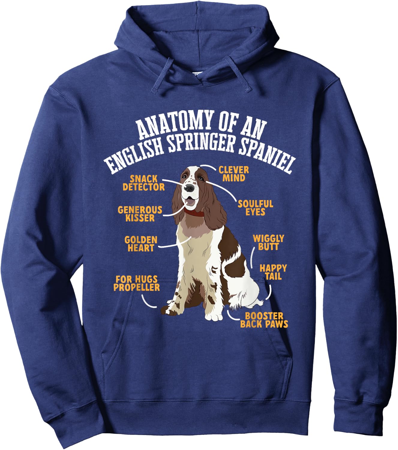 Anatomy Of An English Springer Spaniel Hoodie - Hoodie | Navy