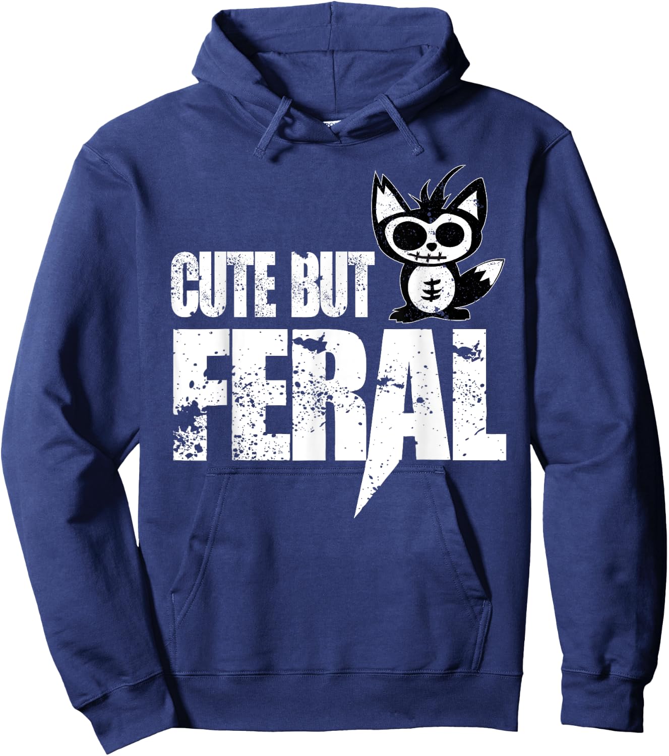 Cute But Feral Fox Funny Back To School Outdoors Gift Hoodie - Hoodie | Navy