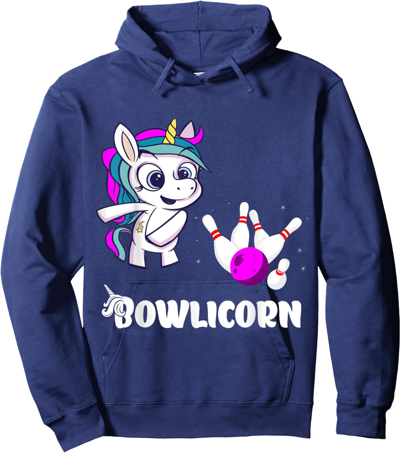 Unicorn Bowling Pin Strike Bowling Bowler Bowling Team Hoodie - Hoodie | Navy