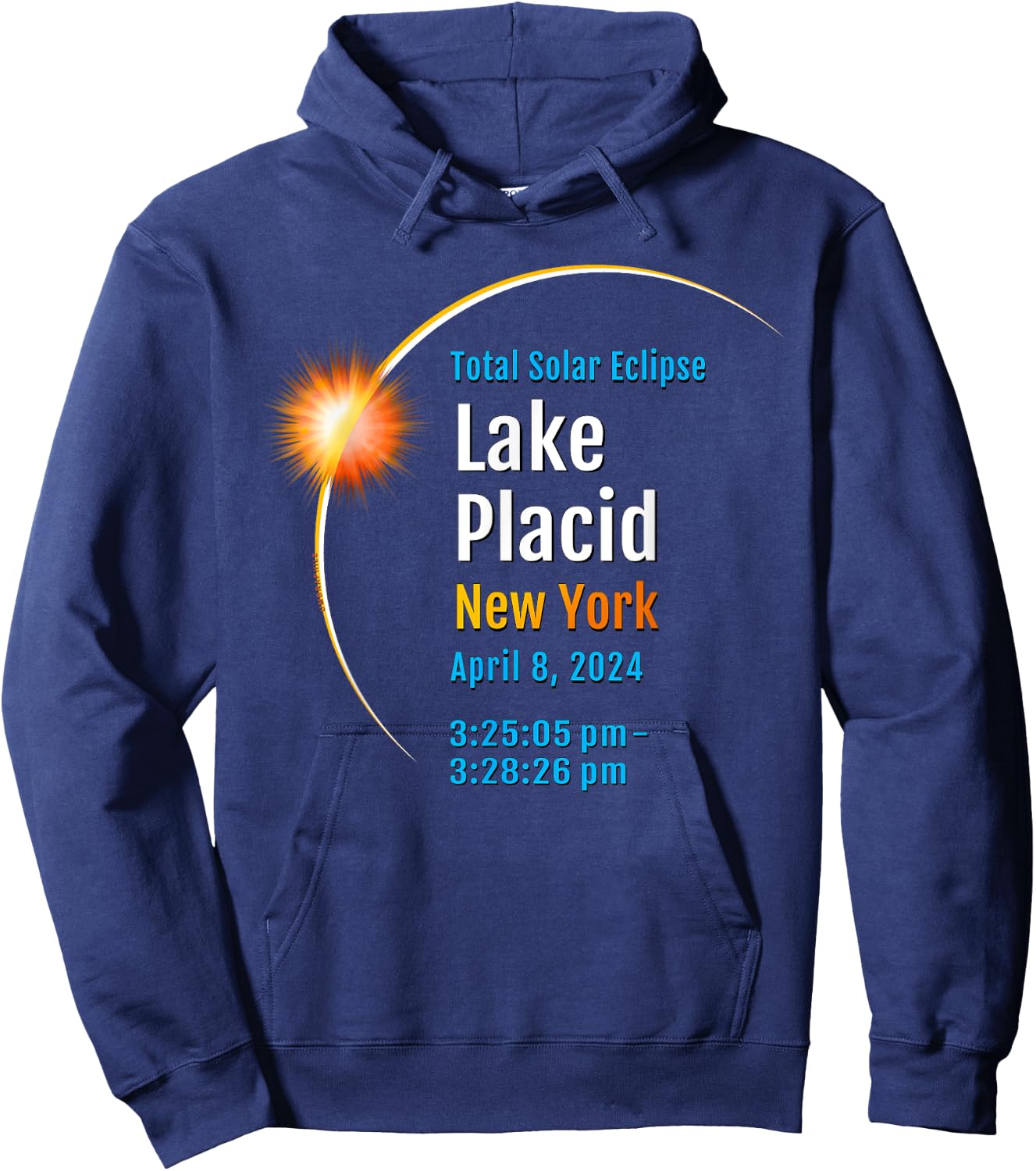 Lake Placid New York NY Total Solar Eclipse 2024 :: 1 :: Hoodie - Hoodie | Navy