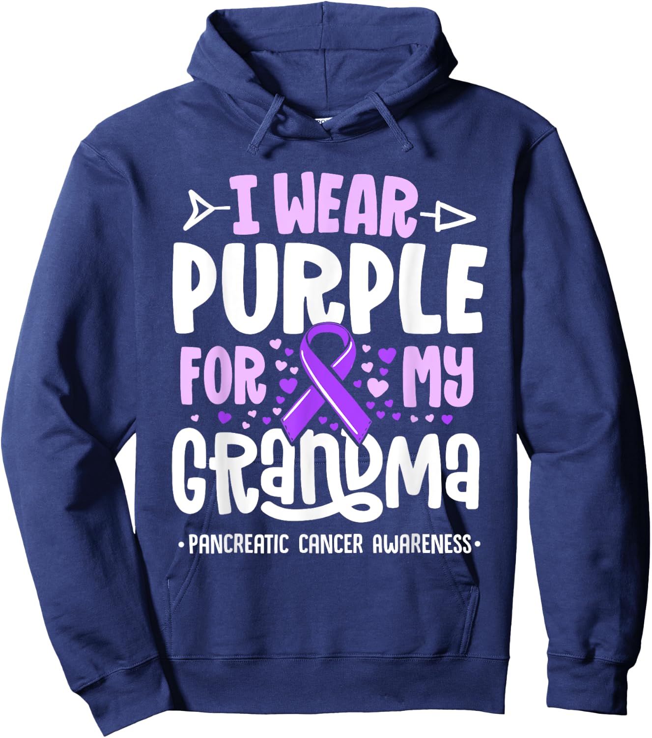 I Wear Purple For My Grandma Pancreatic Cancer Awareness Hoodie - Hoodie | Navy