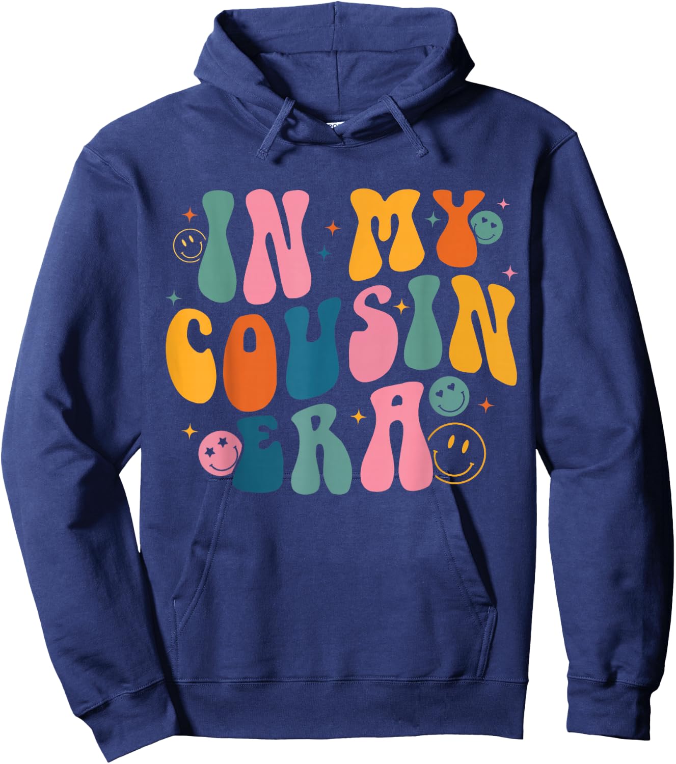 Retro Groovy In My Cousin Era, Funny Cool Cousin Toddler Kid Hoodie - Hoodie | Navy