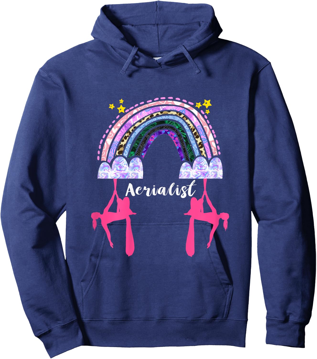 Hanging Aerialist Rainbow Aerial Silk Aerial Hoop Aerial Hoodie - Hoodie | Navy