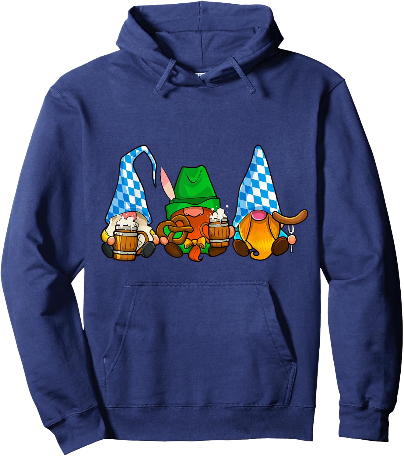 Oktoberfest Gnomes Funny Sausage Bratwurst German Party Hoodie - Hoodie | Navy