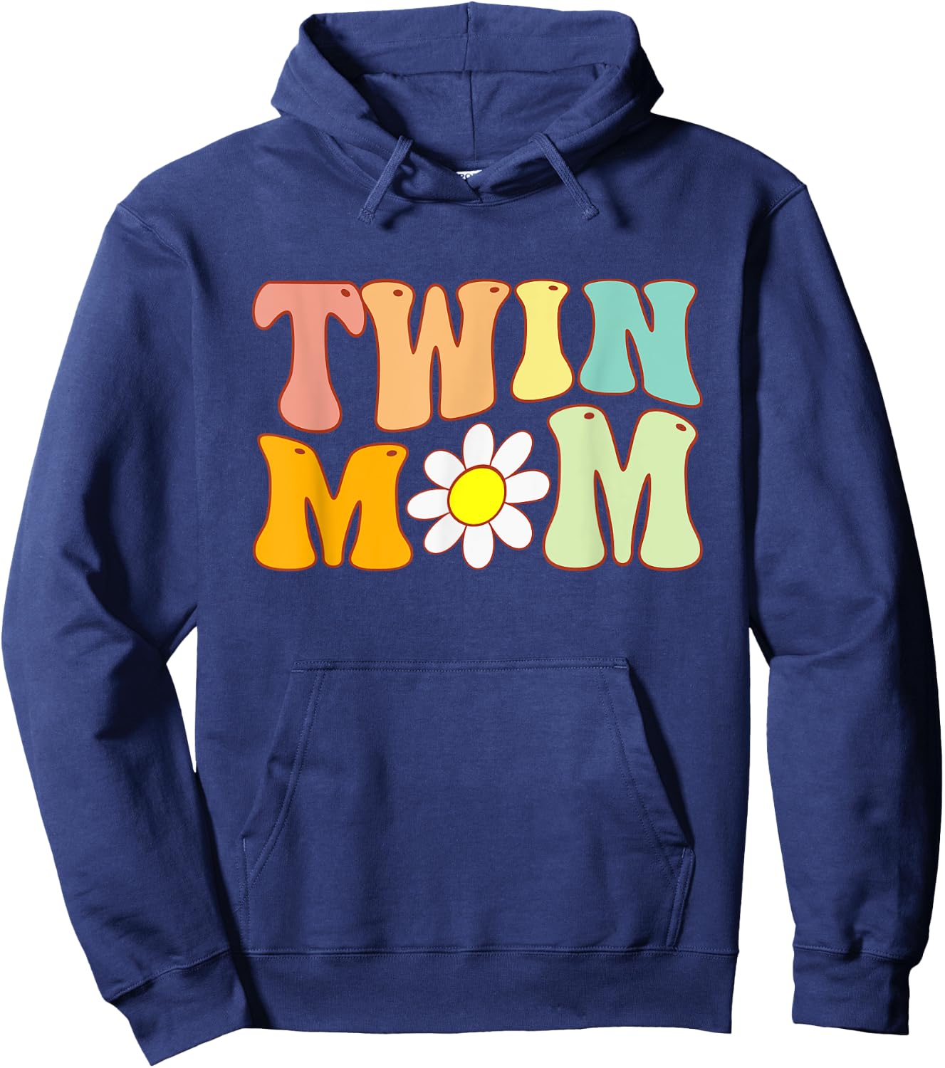Groovy Twin Mama Funny Mother's Day For New Mom Of Twins Hoodie - Hoodie | Navy