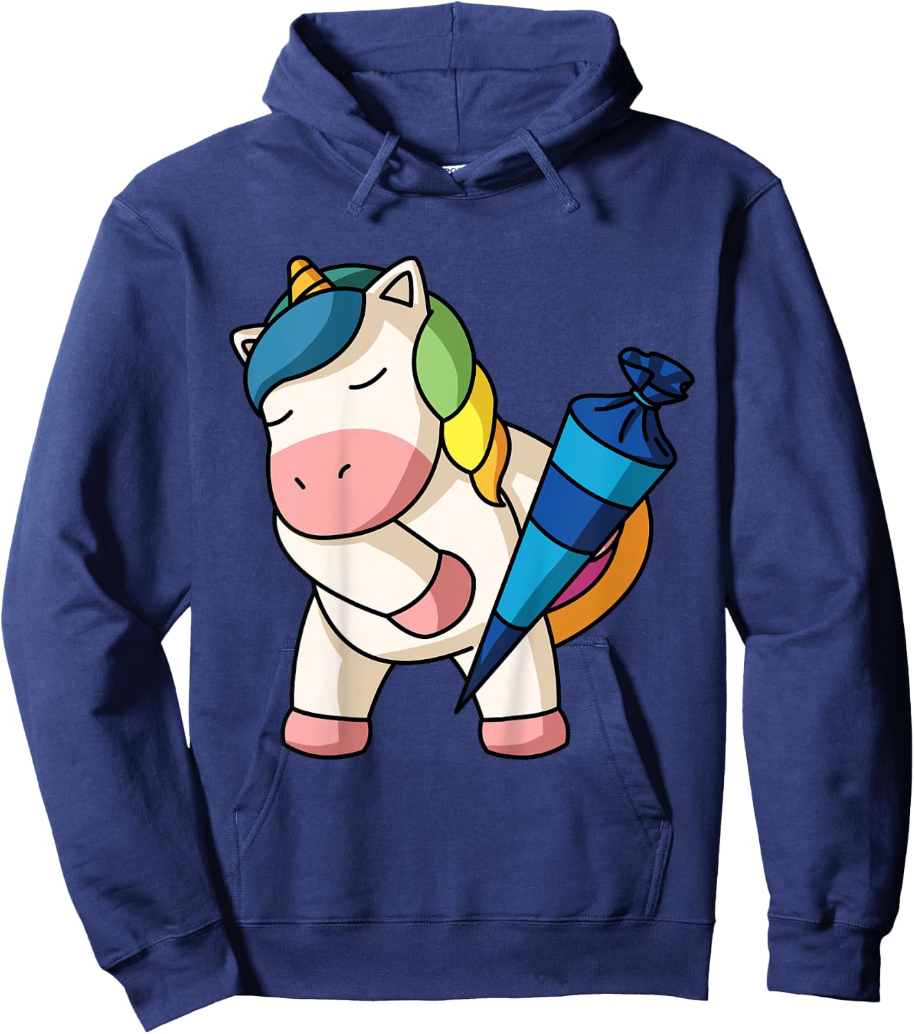 School Cone Unicorn Girls Large Small School Enrolment Girl Hoodie - Hoodie | Navy