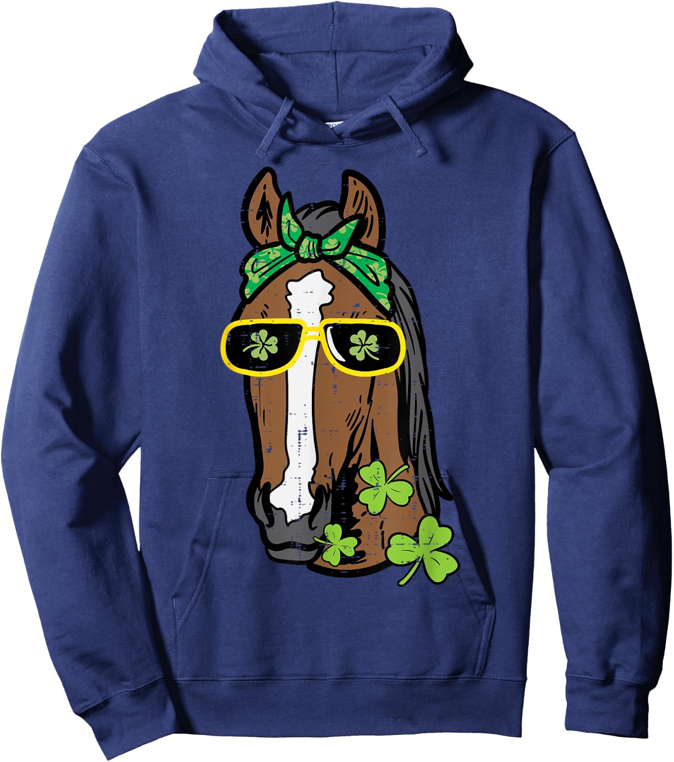 St Patricks Day Horse Saint Pattys Paddys Women Girls Kids Hoodie - Hoodie | Navy
