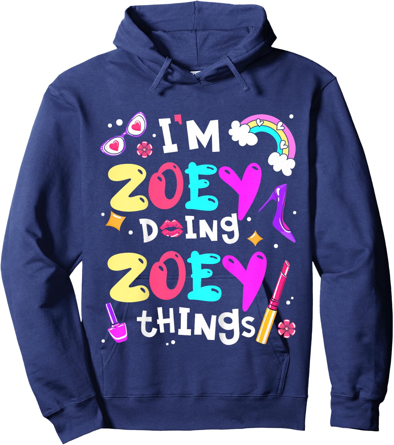 Kids I'm Zoey Doing Zoey Things Cute Girls Personalized Name Hoodie - Hoodie | Navy