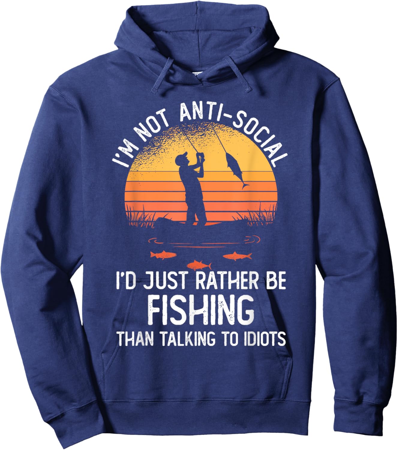 Fishing Shirt | I'd Rather Be Fishing | Funny Fishing Hoodie - Hoodie | Navy
