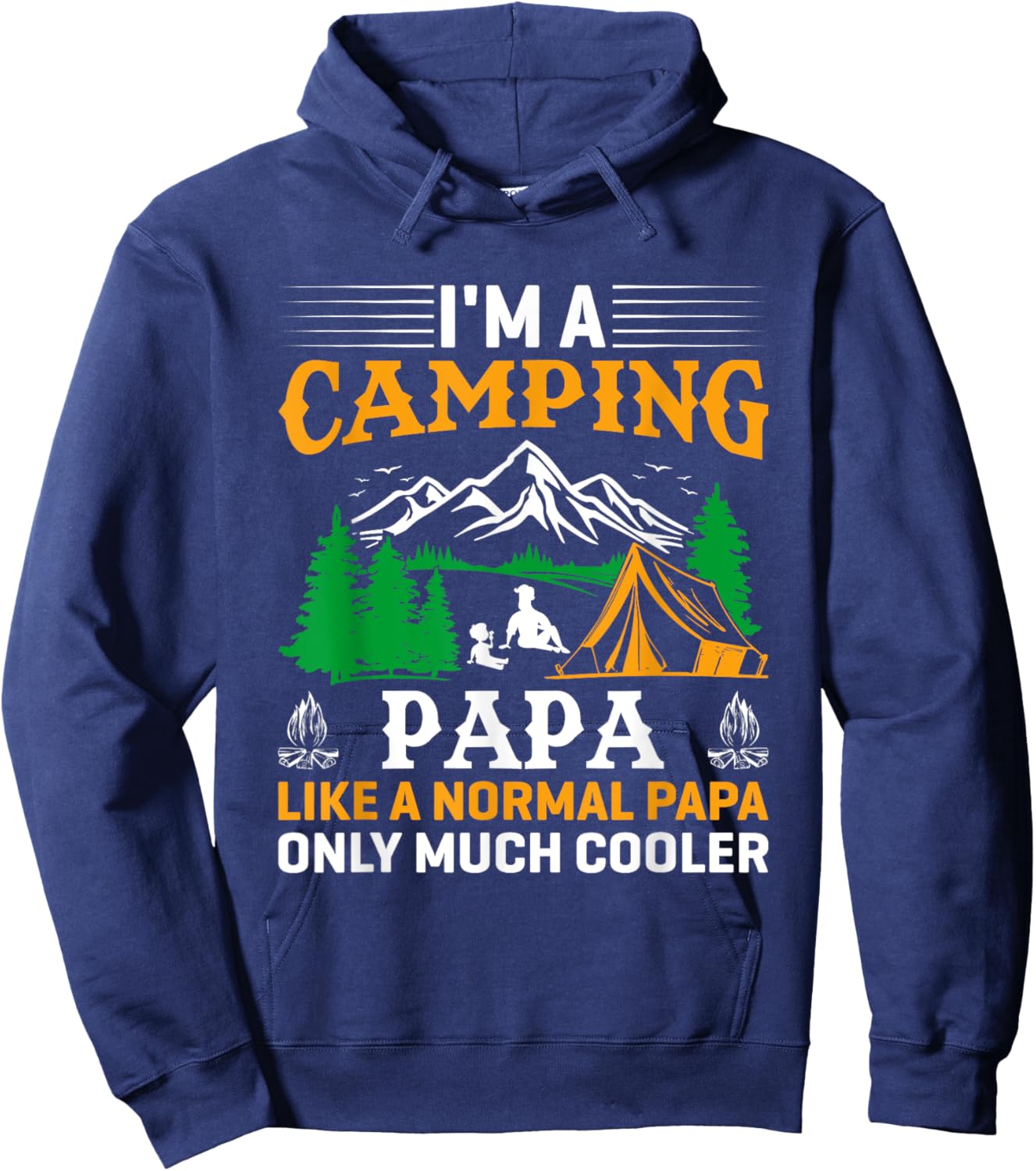 Papa Camping Fathers Day Funny Camper Dad Grandpa Men Hoodie - Hoodie | Navy
