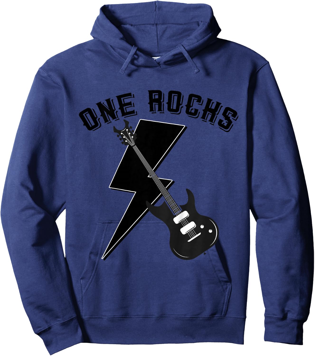 Kids One Rocks 1st Birthday Family Matching Rock Guitar Hoodie - Hoodie | Navy