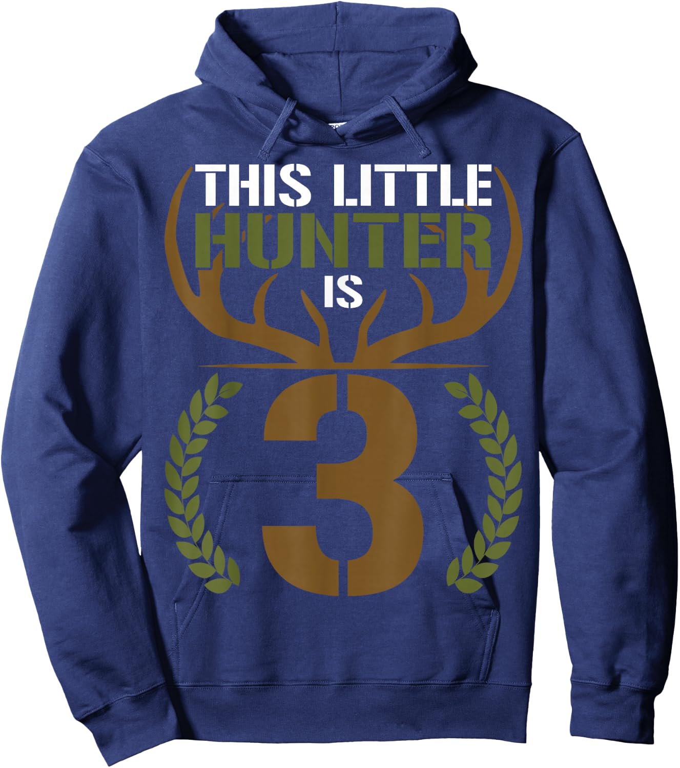 This Little Hunter is 3 Years Old 3rd Birthday Deer Hunter Hoodie - Hoodie | Navy