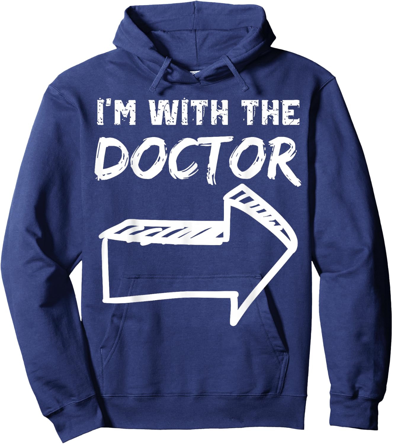 I'm With The Doctor RIGHT Arrow Funny Halloween Cute Her Him Hoodie - Hoodie | Navy