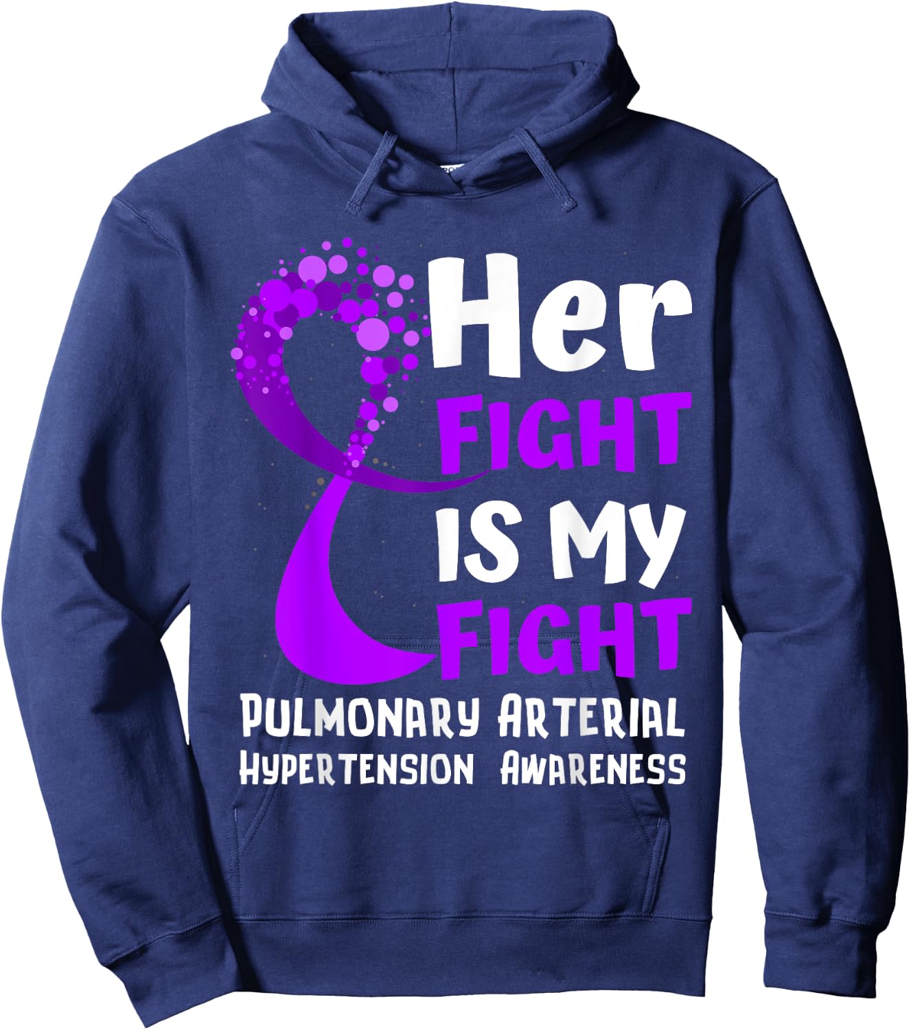 Pulmonary Arterial Hypertension Purple Ribbon Family Fighter Hoodie - Hoodie | Navy