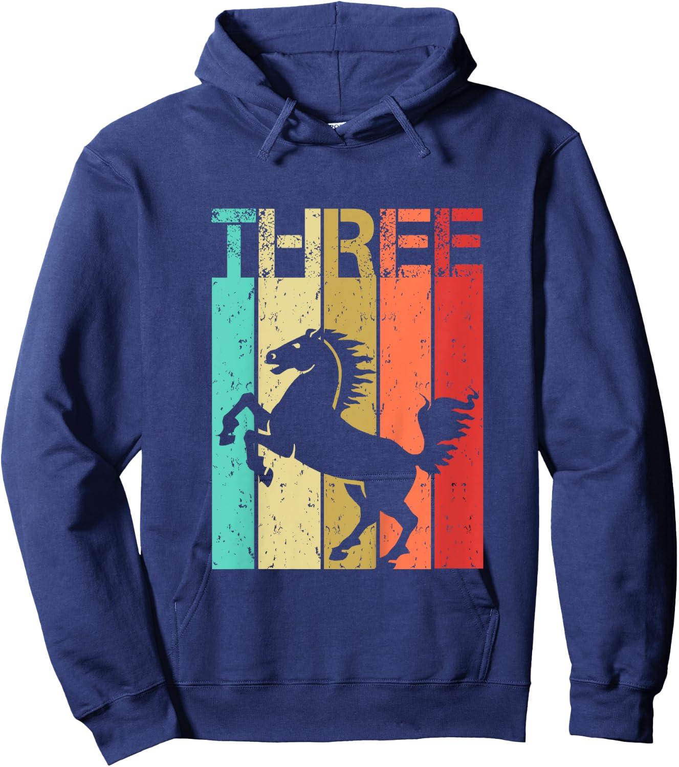 3 Year Old Horse Birthday Boy Girl Third 3rd Birthday Horse Hoodie - Hoodie | Navy