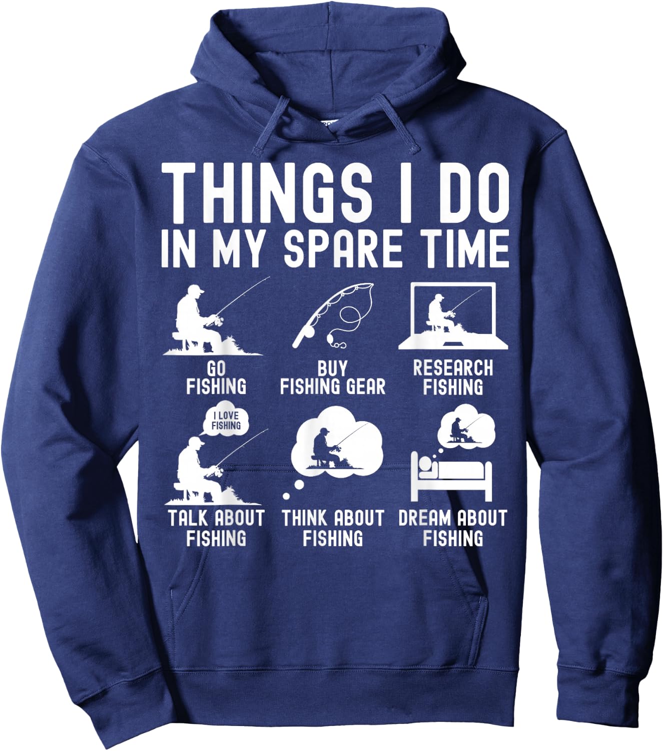 Things I Do In My Spare Time Fishing Fisherman Bass Men Hoodie - Hoodie | Navy