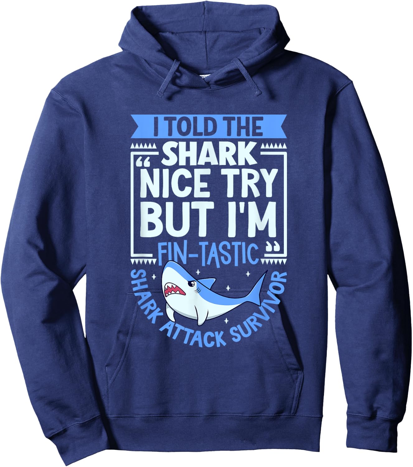 Shark Attack Survivor Hoodie - Hoodie | Navy