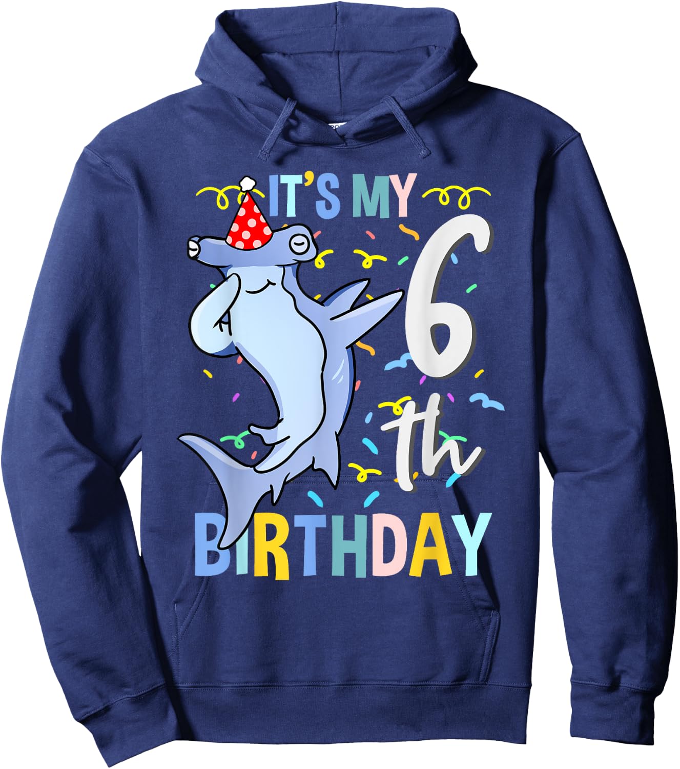 Its My 6th Birthday Dabbing Hammerhead Shark Hoodie - Hoodie | Navy
