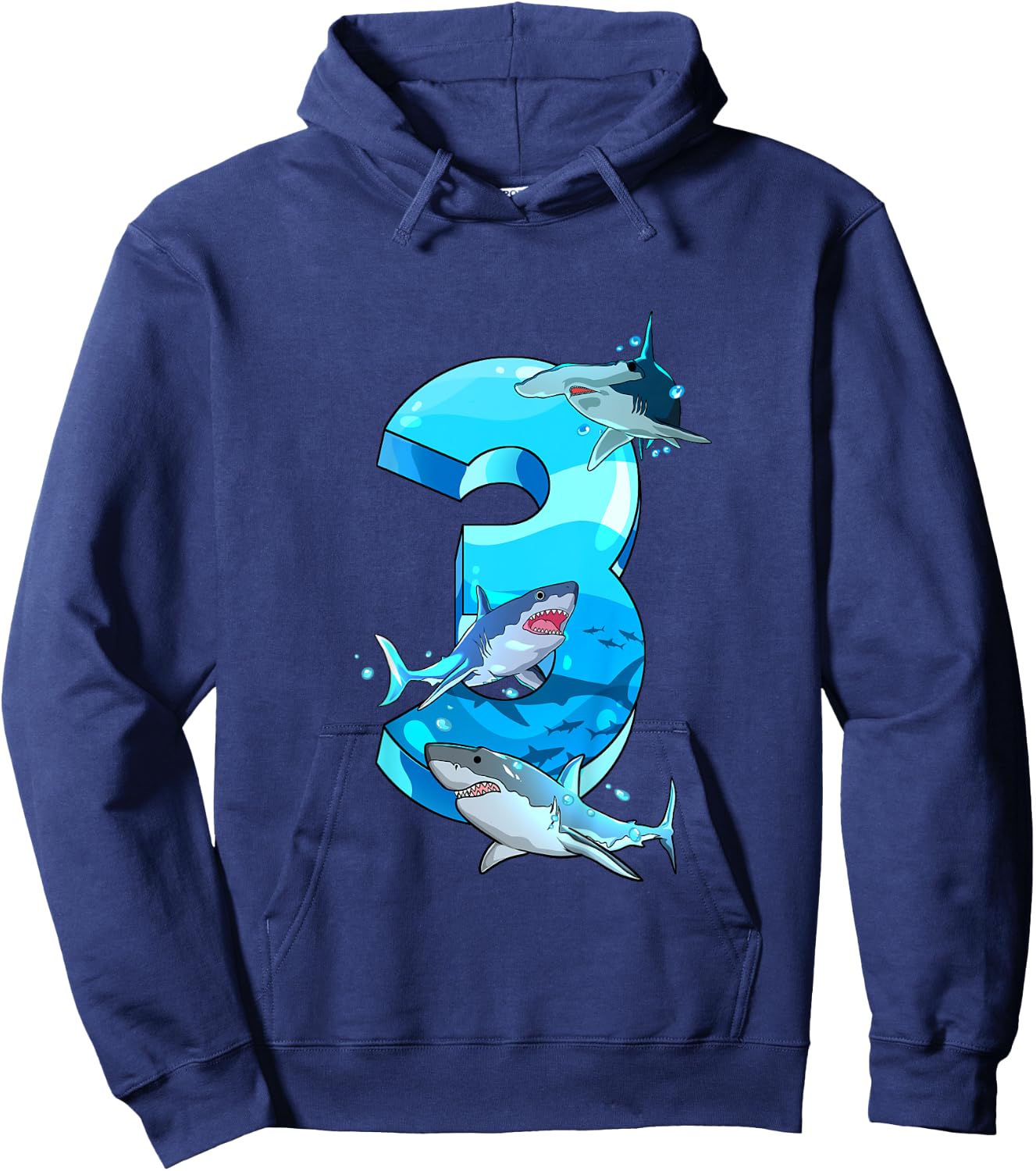Kids Shark Boy 3 Years Birthday Child Children Birthday Hoodie - Hoodie | Navy