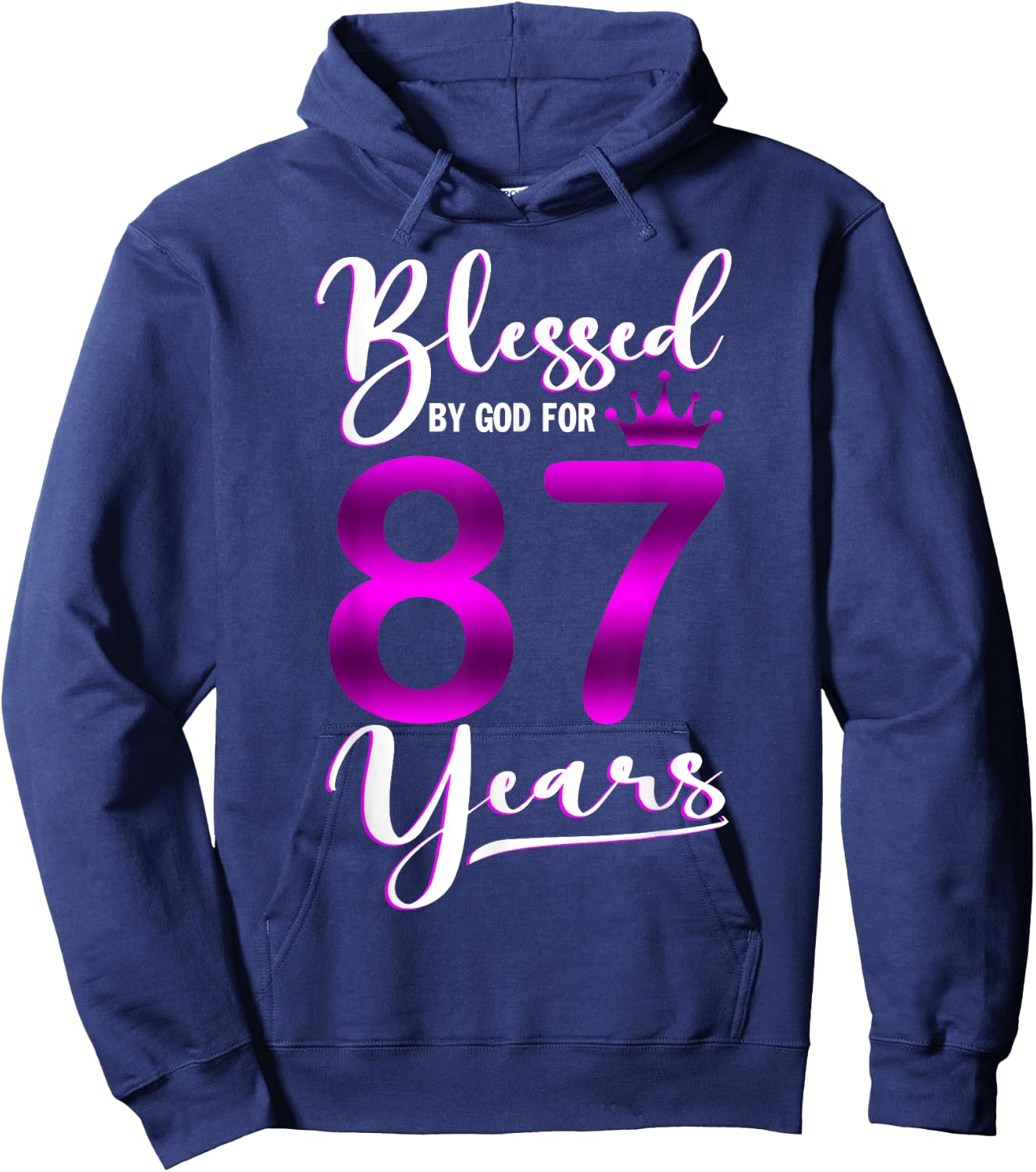 Vintage Blessed by God For 87 Years Old Happy 87th Birthday Hoodie - Hoodie | Navy