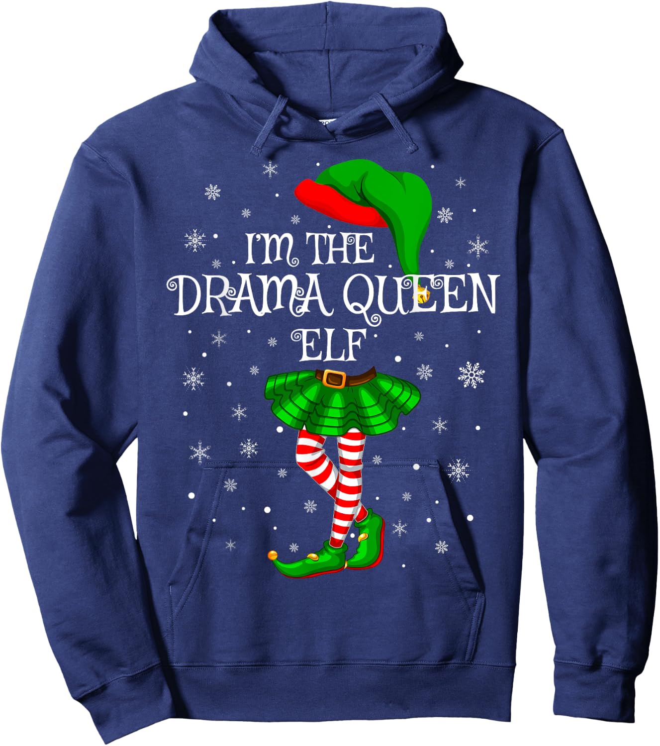 Family Matching Women Girls The Drama Queen Elf Christmas Hoodie - Hoodie | Navy