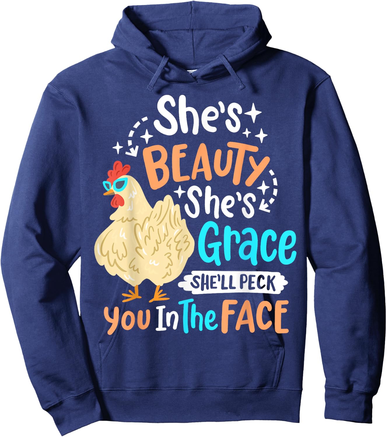 She's Beauty She's Grace - Farmer & Chicken Lover Hoodie - Hoodie | Navy