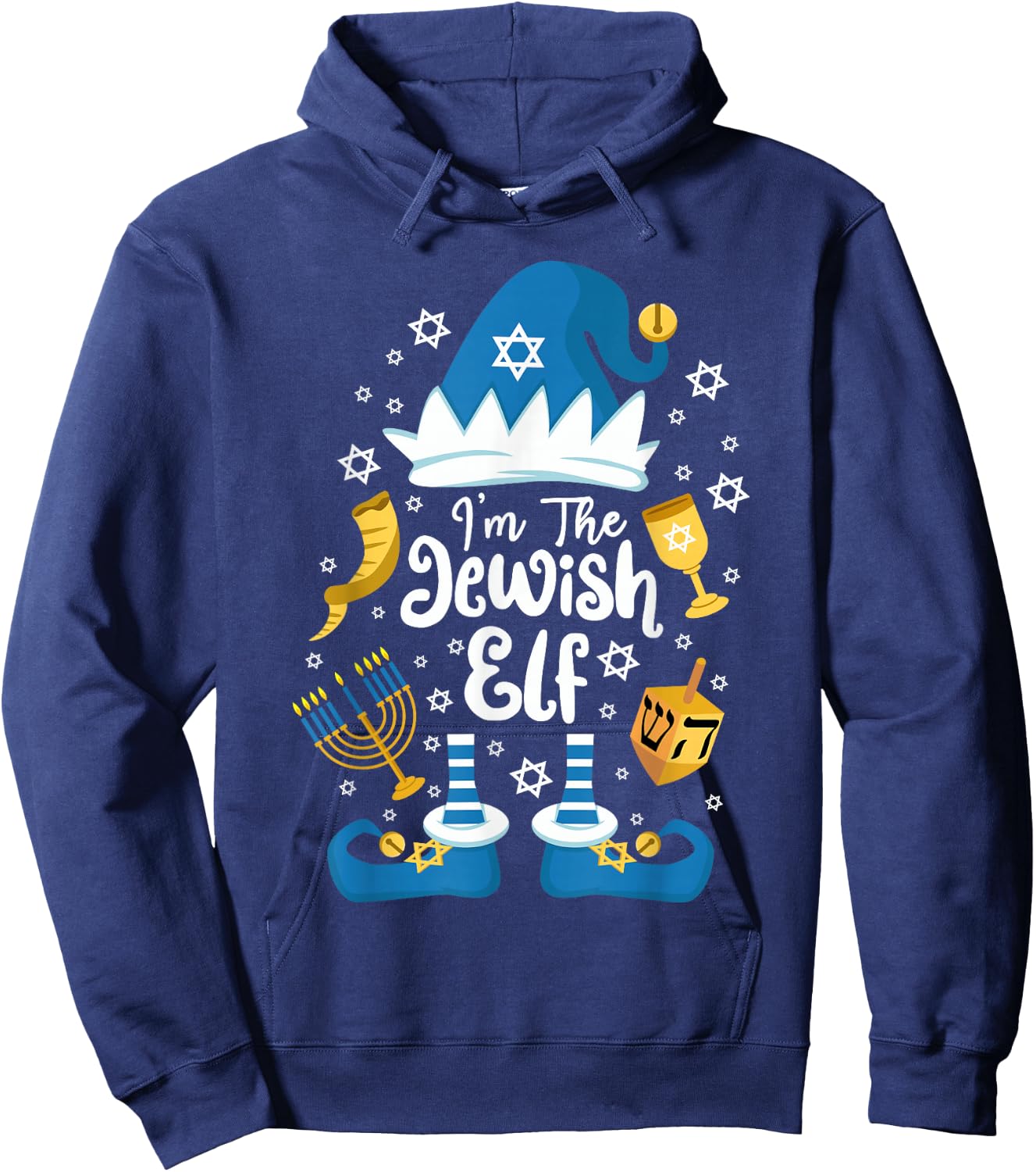 The Jewish Elf Happy Hanukkah Funny Christmas Gnome Hoodie - Hoodie | Navy