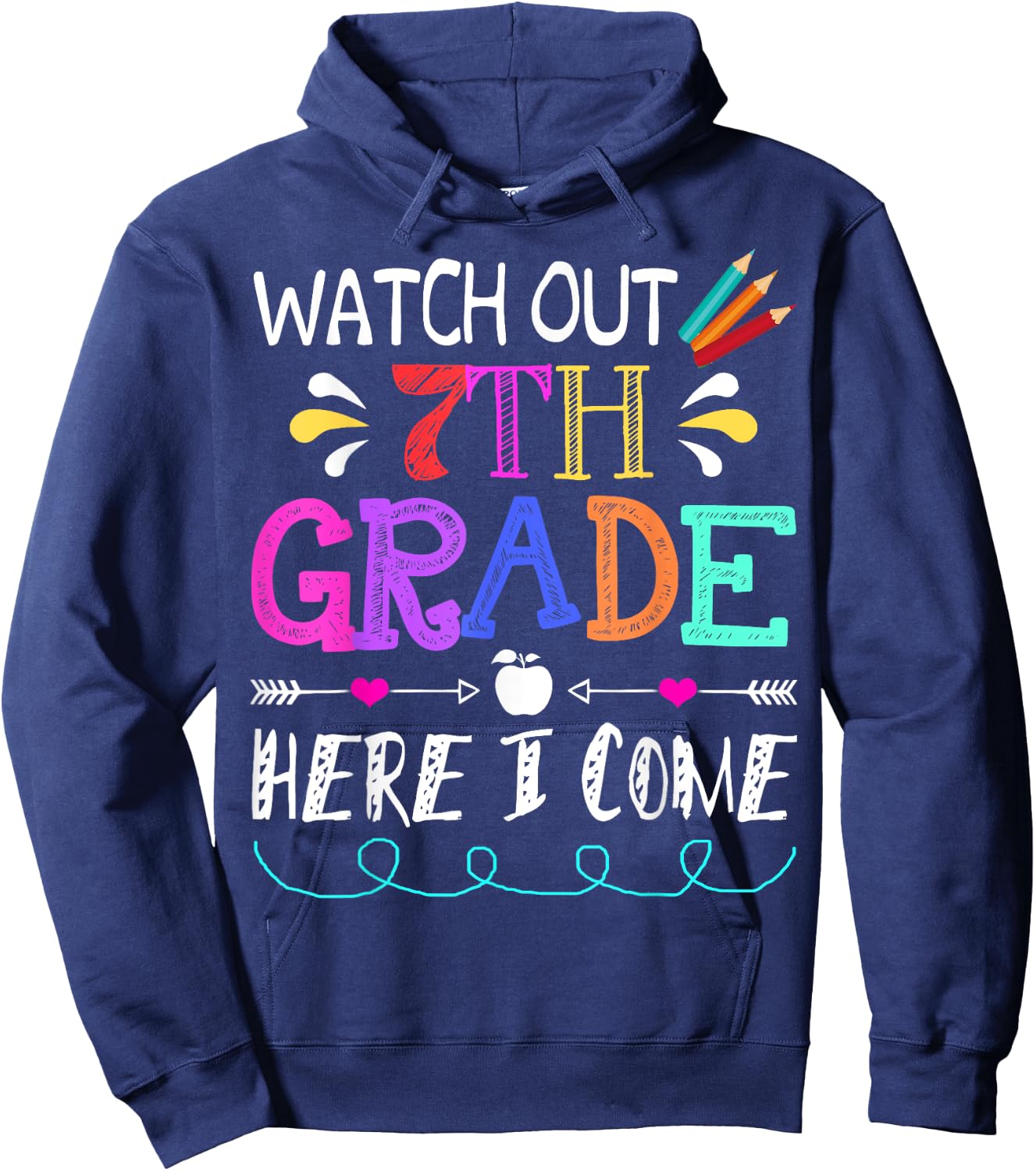 Watch Out 7th Grade Here I Come Funny Unicorn Back To School Hoodie - Hoodie | Navy